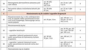Nowy taryfikator punktów karnych