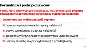Formalności podwykonawców